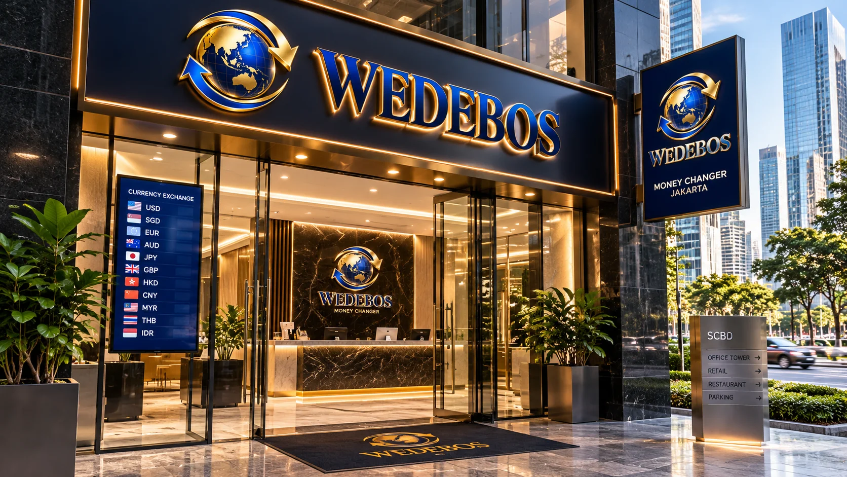 Ilustrasi konsep eksterior kantor WEDEBOS di Jakarta
